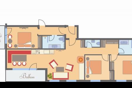 Grundriss Ferienwohnung mit 3 Schlafzimmer in Pertisau am Achensee - 4 Sterne 