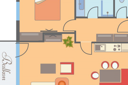 Grundriss FeWo 2 Personen Grundriss Ferienwohnung Typ Rubin