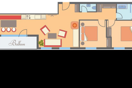 Grundriss FeWo für 2 bis 6 Personen Grundriss Ferienwohnung Typ Saphir