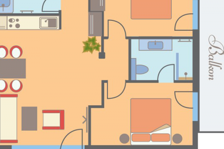 Grundriss FeWo für 2 bis 6 Personen Grundriss Ferienwohnung Smaragd in Pertisau / Tirol